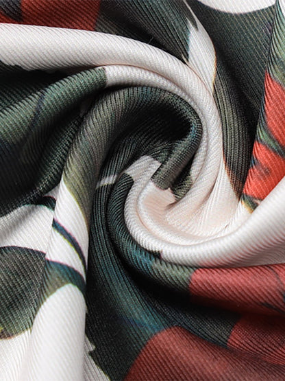 Two Piece Sets Red Casual Floral Print Street Wear Polyester Straps Neck Sleeveless Skirt Set