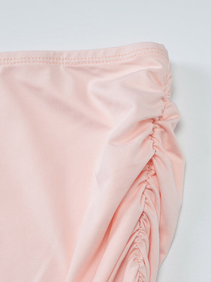 Two Piece Sets Pink Casual Ruffles Party Polyester Cowl Neck Sleeveless Skirt Set