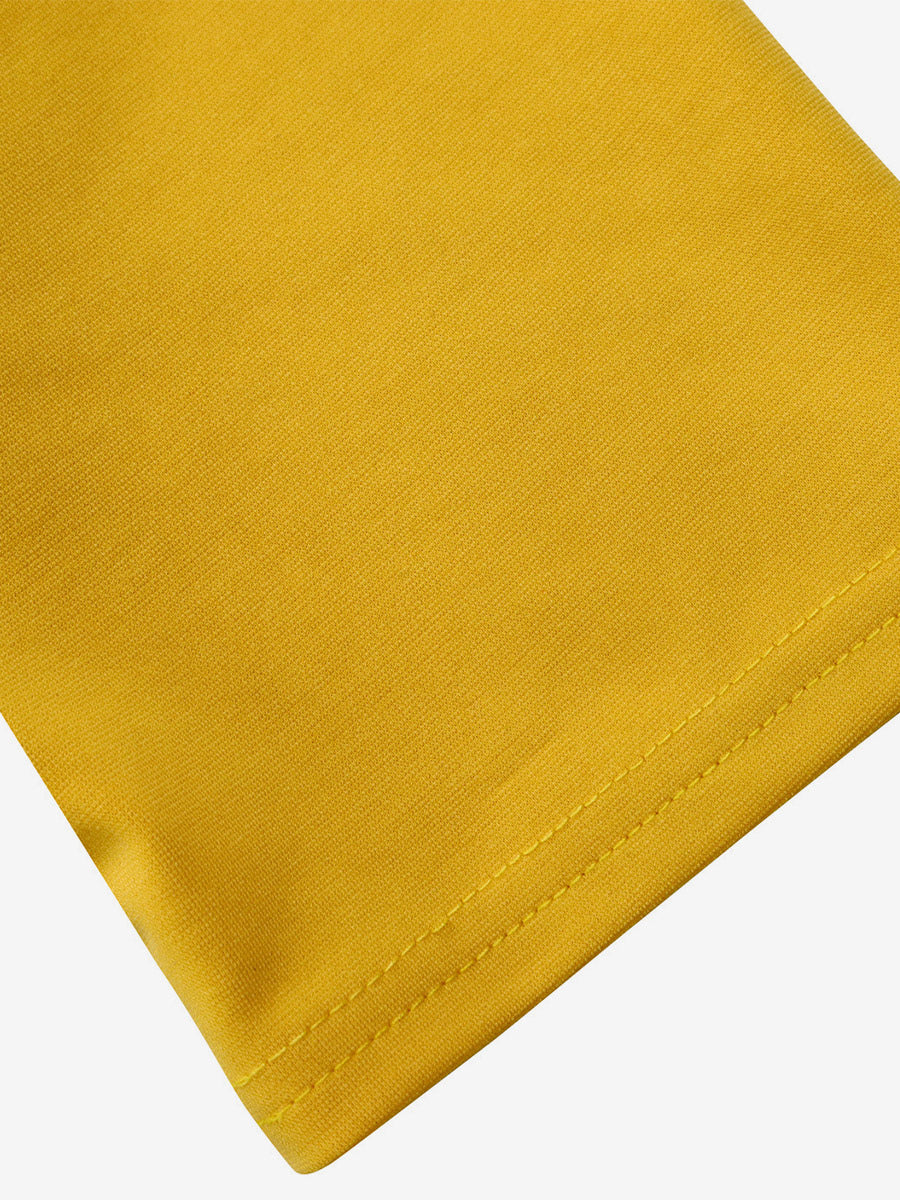 Two Piece Sets Yellow Casual Pleated Street Wear Polyester Jewel Neck Asymmetrical Short Sleeves Skirt Set