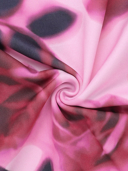 Party Dress Maxi Pink Straps Neck Sleeveless Printed Clothes Casual Semi Formal Dress