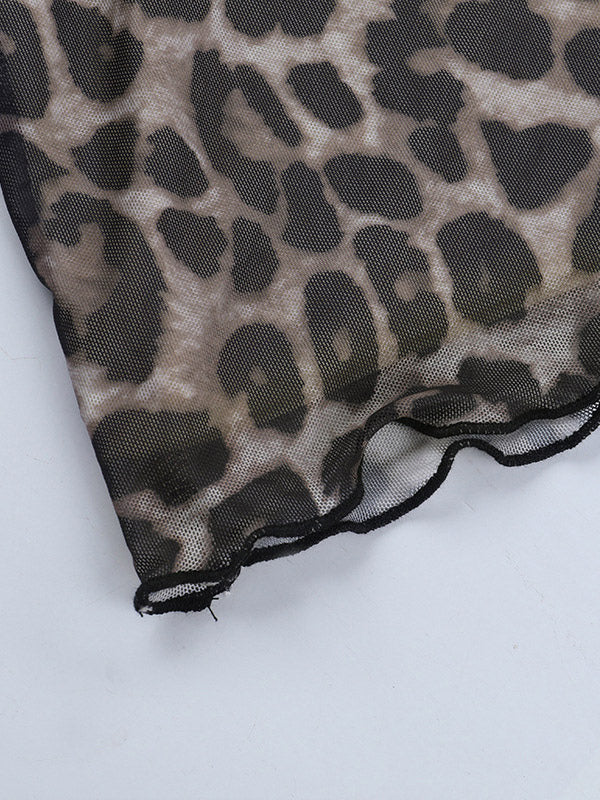 Night Out Dresses Leopard Print Long Sleeves Summer Dress