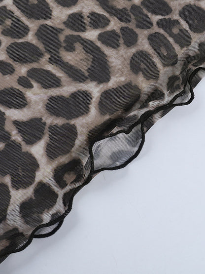 Night Out Dresses Leopard Print Long Sleeves Summer Dress