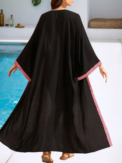 Vacation Dresses Ruffled Sash Long Sleeves Printed Casual Gold Dress