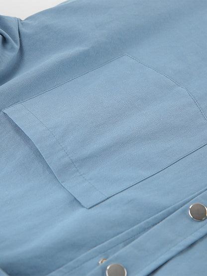 Women Jacket Turndown Collar Buttons Cotton Long Sleeve Outerwear