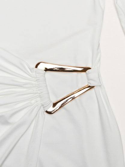Party Dress Maxi White Jewel Neck Long Sleeves Sexy Semi Formal Dress