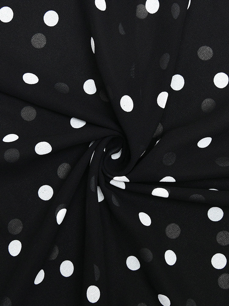 Vacation Dresses Maxi Sleeveless Polka Dot V-Neck Sexy Black Dress