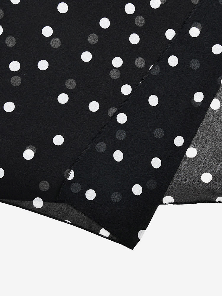 Vacation Dresses Maxi Sleeveless Polka Dot V-Neck Sexy Black Dress