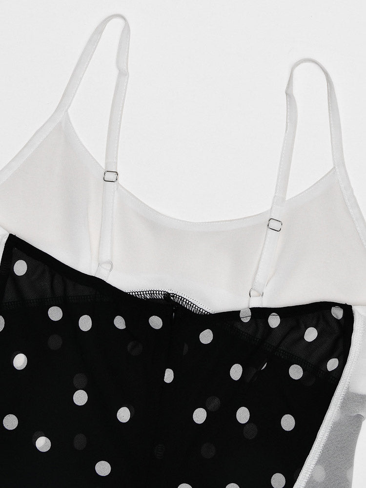 Vacation Dresses Maxi Sleeveless Polka Dot V-Neck Sexy Black Dress