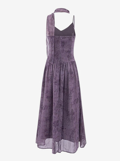 Daily Dresses For Women Deep Purple Polyester Shaping Sleeveless Straps Neck Dress