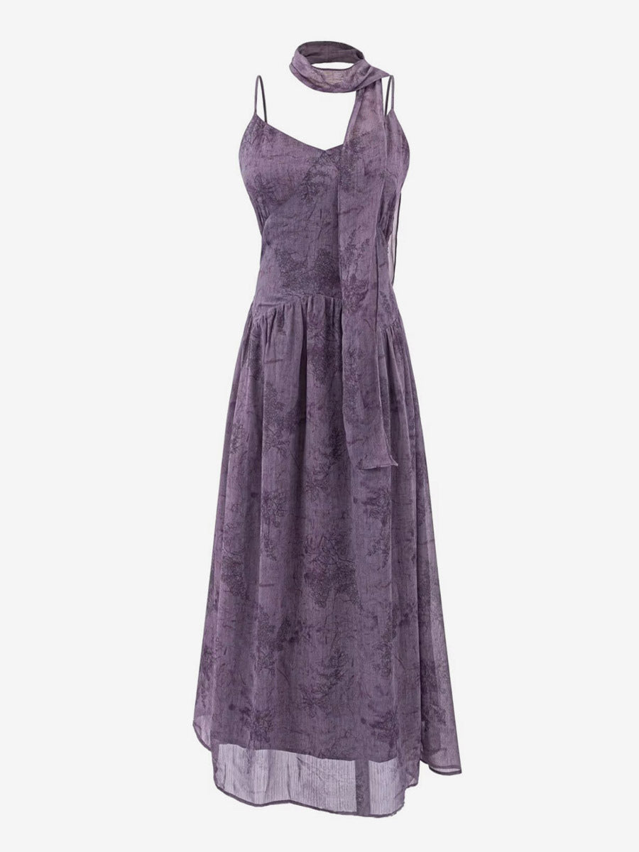 Daily Dresses For Women Deep Purple Polyester Shaping Sleeveless Straps Neck Dress