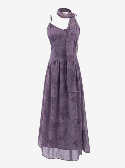 Daily Dresses For Women Deep Purple Polyester Shaping Sleeveless Straps Neck Dress