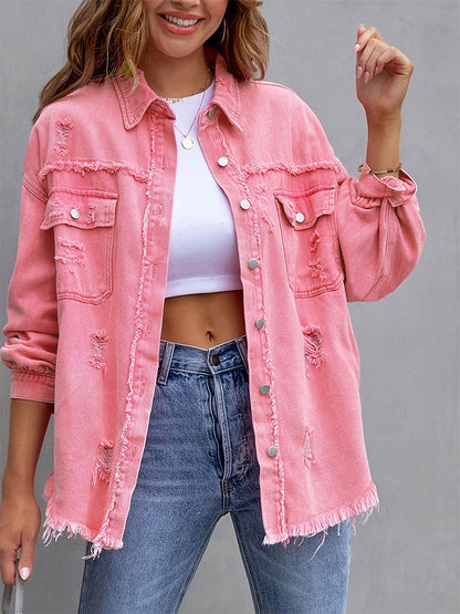Women Jacket Turndown Collar Cotton Long Sleeve Oversized Outerwear