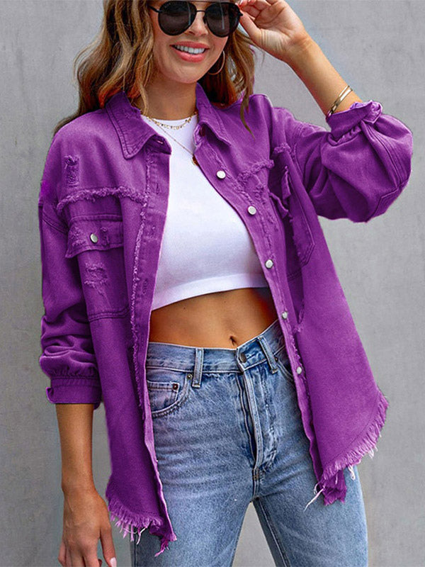 Women Jacket Turndown Collar Cotton Long Sleeve Oversized Outerwear