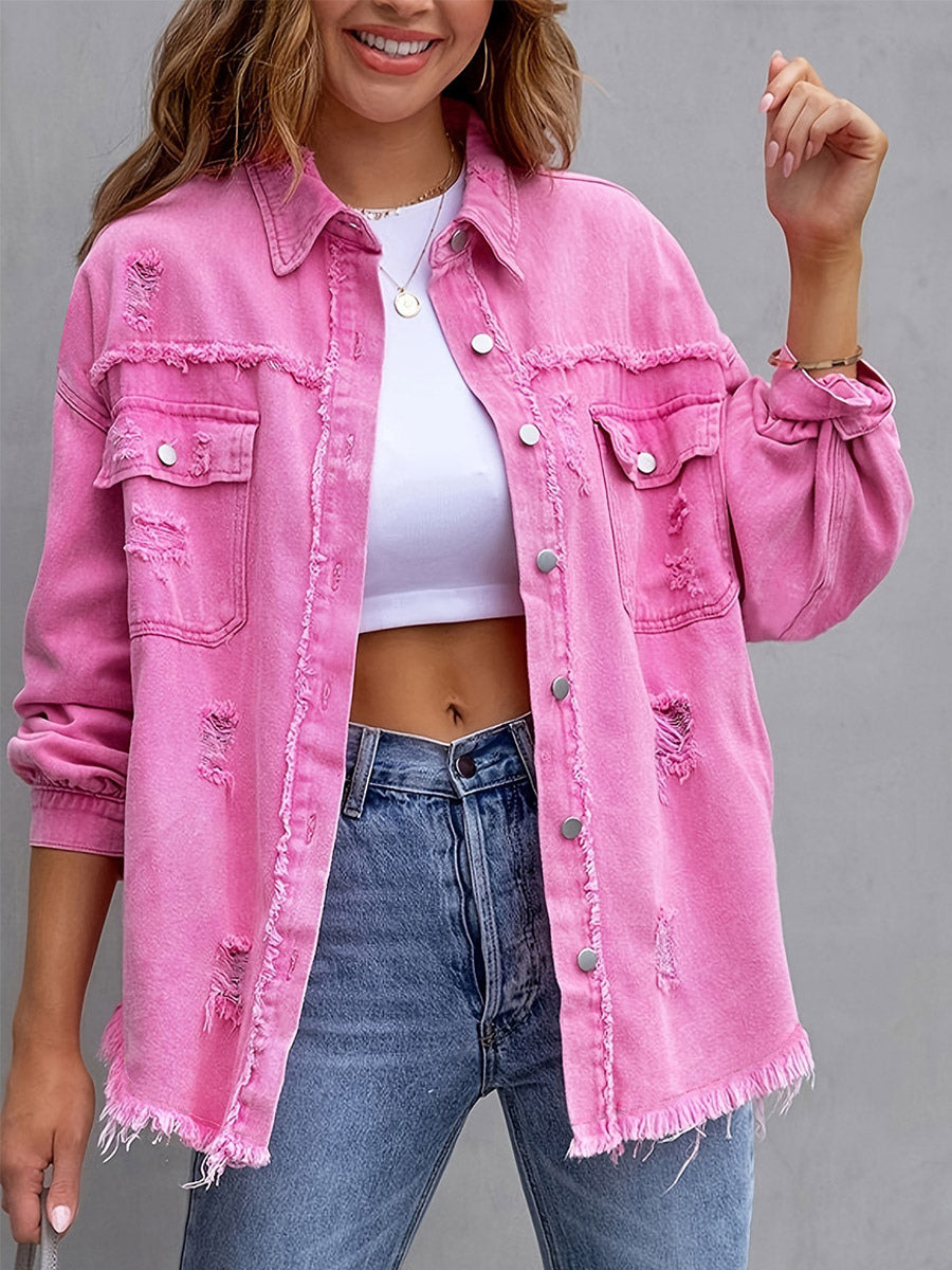 Women Jacket Turndown Collar Cotton Long Sleeve Oversized Outerwear