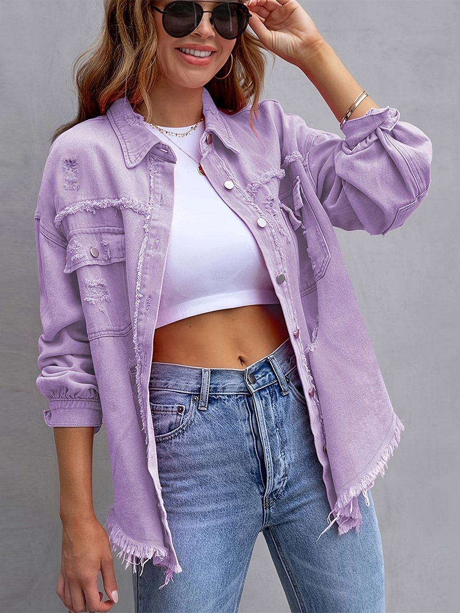 Women Jacket Turndown Collar Cotton Long Sleeve Oversized Outerwear