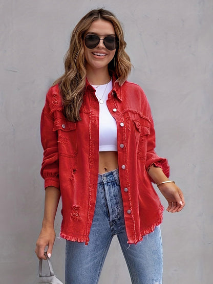 Women Jacket Turndown Collar Cotton Long Sleeve Oversized Outerwear