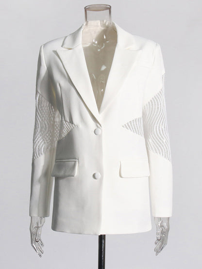 Blazer For Women V-Neck Cut Out Long Sleeves Outerwear