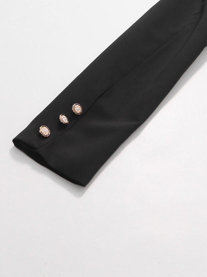 Blazer For Women Chic Turndown Collar Cut Out Long Sleeves Outerwear