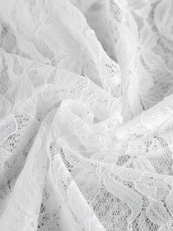 Two Piece Sets White Chic Daily Casual Lace Straps Neck Sleeveless Pant Set