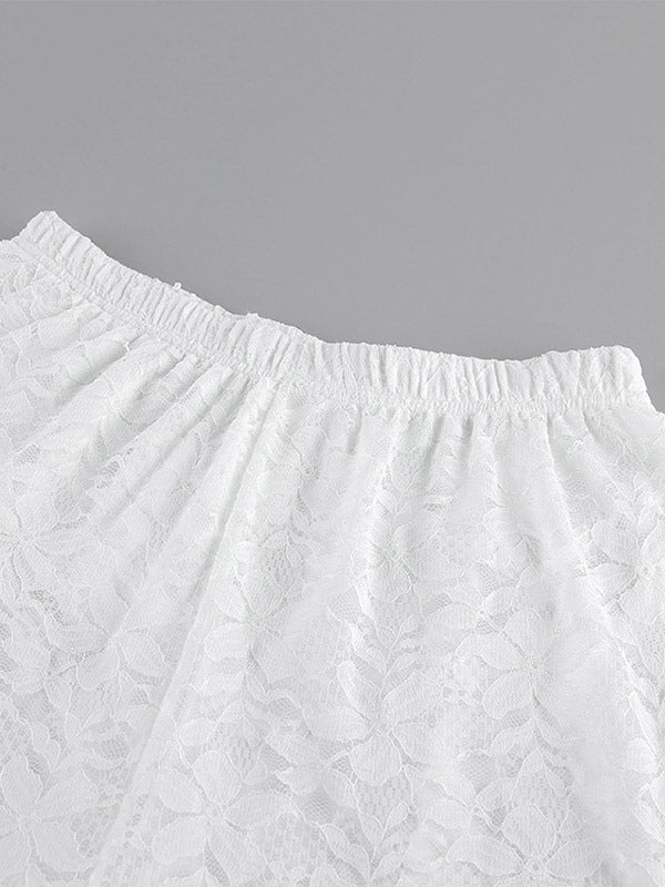 Two Piece Sets White Chic Daily Casual Lace Straps Neck Sleeveless Pant Set