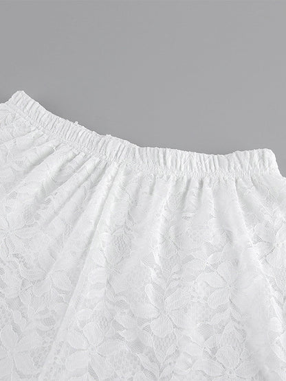 Two Piece Sets White Chic Daily Casual Lace Straps Neck Sleeveless Pant Set