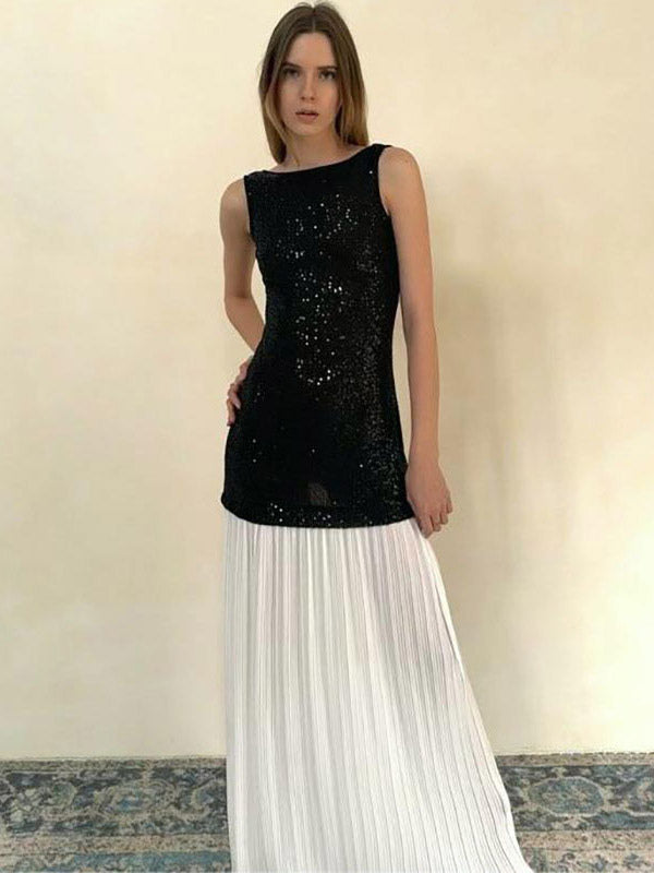 Vacation Dresses Maxi Sleeveless Casual Black Dress