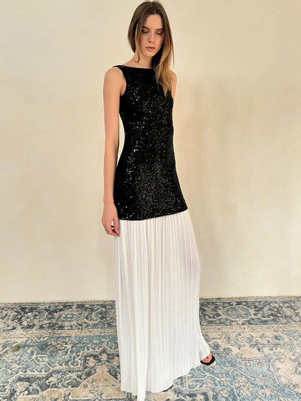 Vacation Dresses Maxi Sleeveless Casual Black Dress