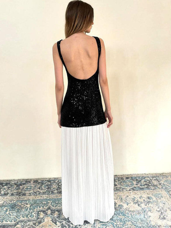 Vacation Dresses Maxi Sleeveless Casual Black Dress