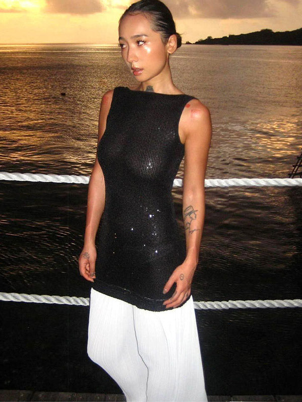 Vacation Dresses Maxi Sleeveless Casual Black Dress