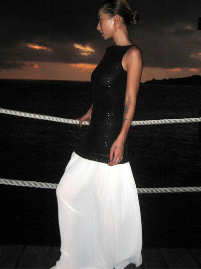 Vacation Dresses Maxi Sleeveless Casual Black Dress