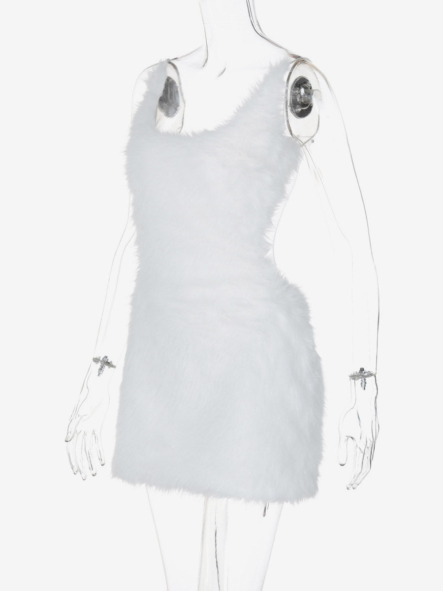 Night Out Dresses White Polyester Sleeveless Straps Neck Summer Dress