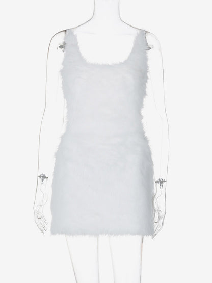 Night Out Dresses White Polyester Sleeveless Straps Neck Summer Dress