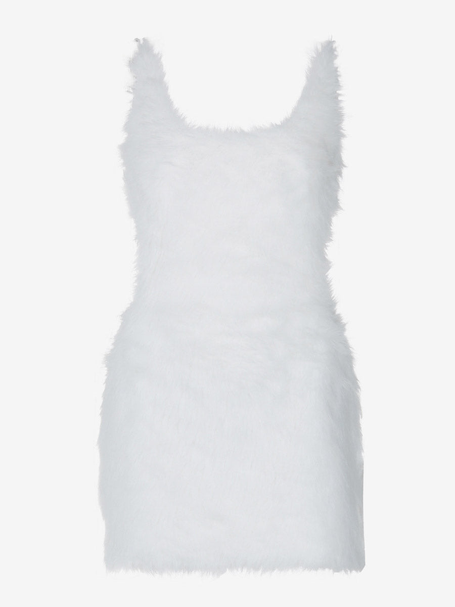 Night Out Dresses White Polyester Sleeveless Straps Neck Summer Dress