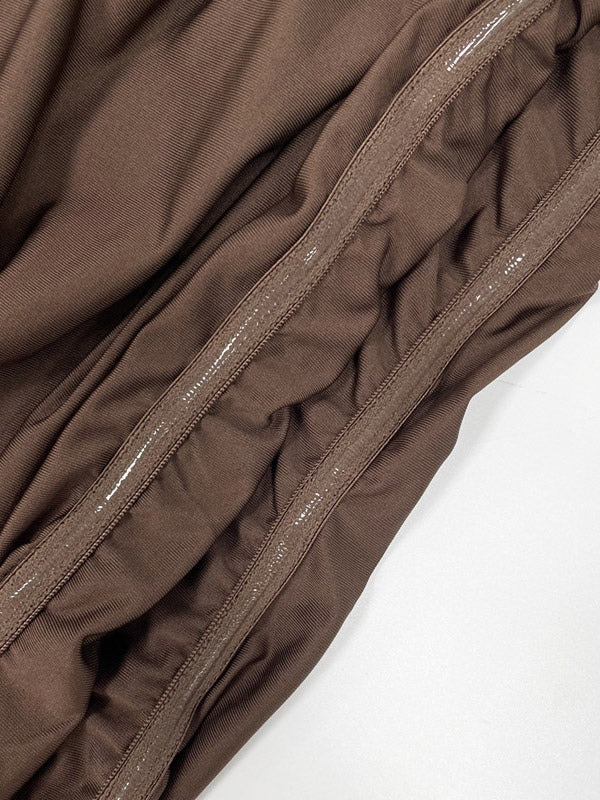 Party Dress Maxi Brown Strapless Pleated Sleeveless Clothes Sexy Semi Formal Dress