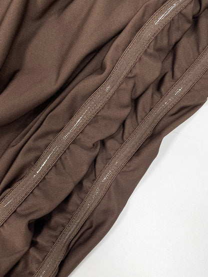 Party Dress Maxi Brown Strapless Pleated Sleeveless Clothes Sexy Semi Formal Dress