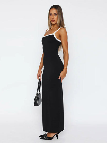 Daily Dresses Maxi Women's Dress Sleeveless U-Neck Raised Waist Sexy Backless Green Dress