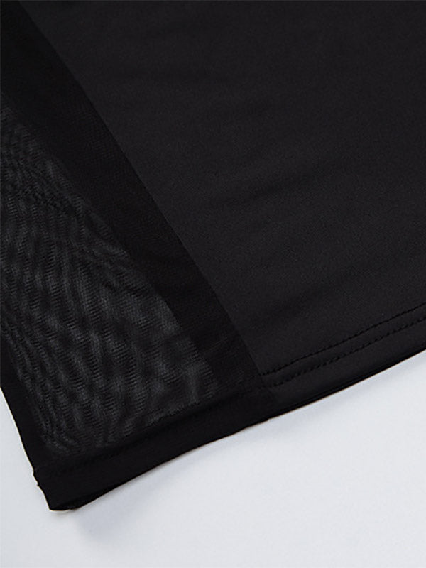 Party Midi Dress Black Sleeveless Sheer Sexy Semi Formal Dress