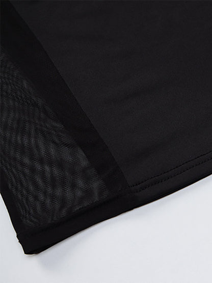 Party Midi Dress Black Sleeveless Sheer Sexy Semi Formal Dress