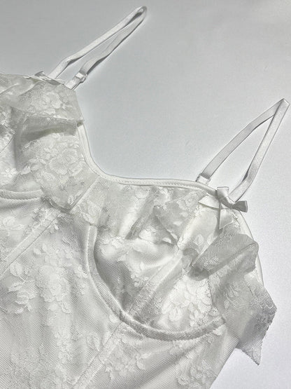 Date Night Dresses Mini Backless Lace Up Lace Sleeveless V-Neck Sexy White Dress
