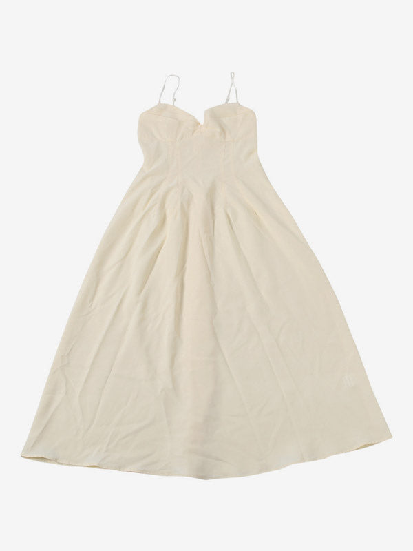 Daily Dresses Maxi Sleeveless Straps Neck Raised Waist Sexy Backless Pleated Apricot Dress