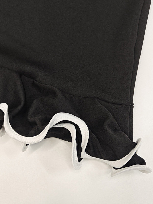 Date Night Dresses Mini Sleeveless Jewel Neck Sexy Black Dress
