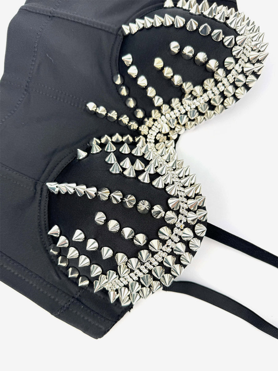 Corset Tops Black Gold Sexy Sleeveless Straps Neck Slim Fit Rivets Tops