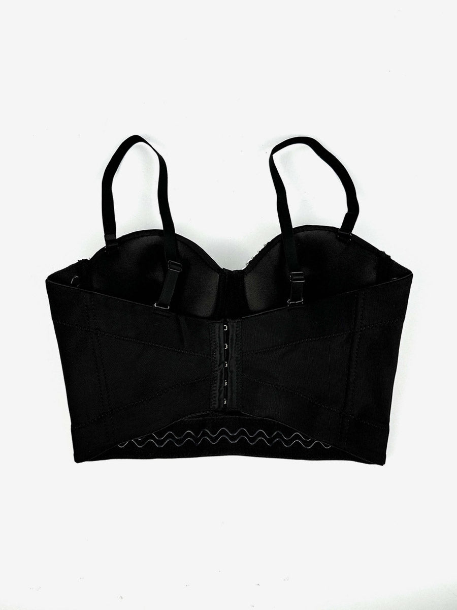 Corset Tops Black Gold Sexy Sleeveless Straps Neck Slim Fit Rivets Tops