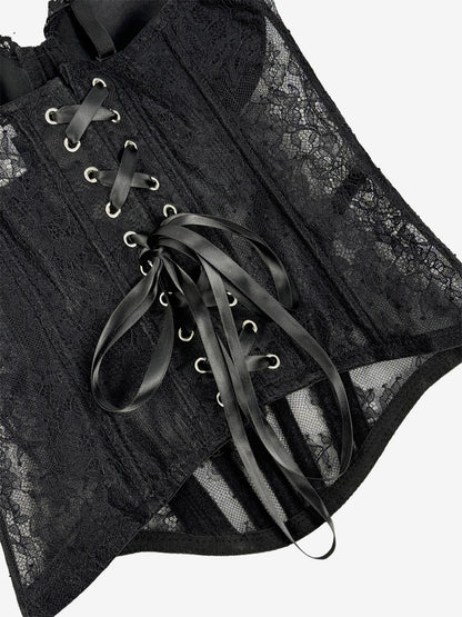 Corset Tops Black Sexy Sleeveless Strapless Slim Fit Lace Tops