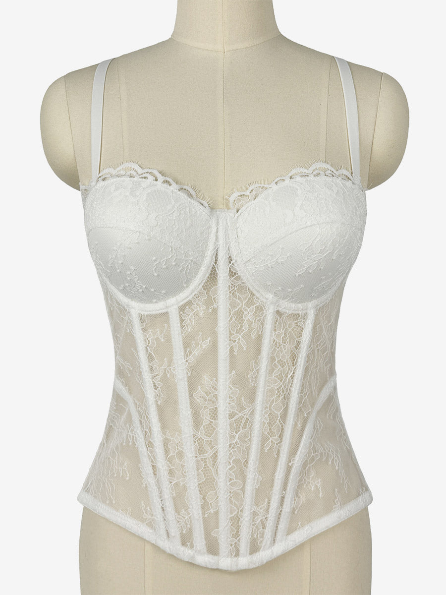 Corset Tops Black Sexy Sleeveless Strapless Slim Fit Lace Tops