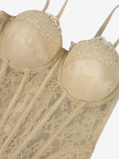 Corset Tops Black Sexy Sleeveless Strapless Slim Fit Lace Tops