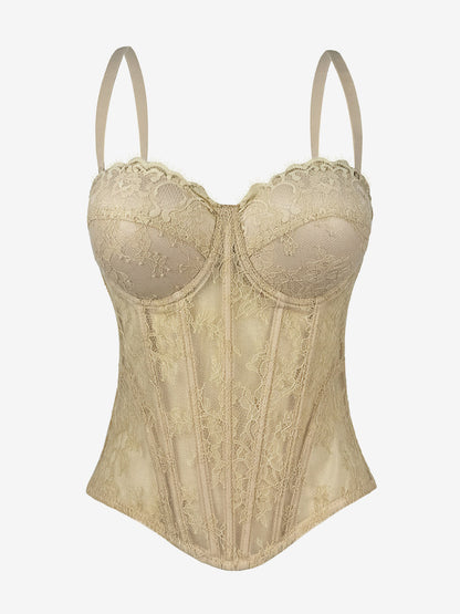 Corset Tops Black Sexy Sleeveless Strapless Slim Fit Lace Tops