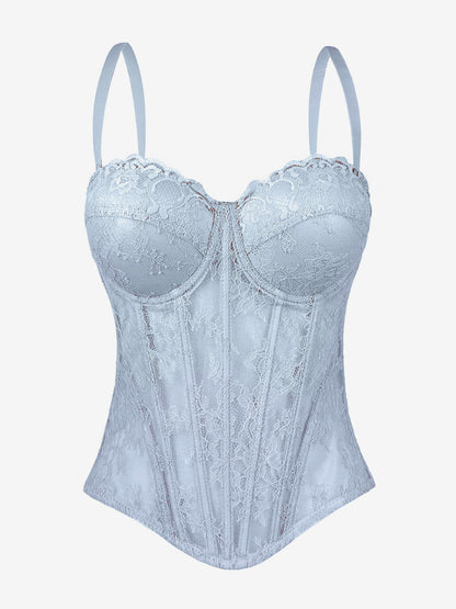 Corset Tops Black Sexy Sleeveless Strapless Slim Fit Lace Tops