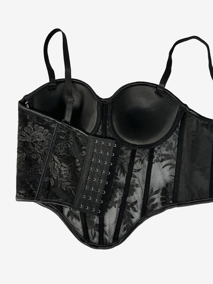 Corset Tops Black Sexy Sleeveless Straps Neck Slim Fit Tops