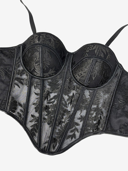 Corset Tops Black Sexy Sleeveless Straps Neck Slim Fit Tops